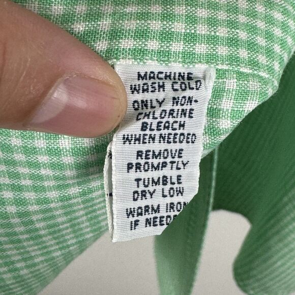 Vintage Polo Ralph Lauren Button Up Shirt Men's 2XL Green Micro Gingham Check - Picture 4 of 6